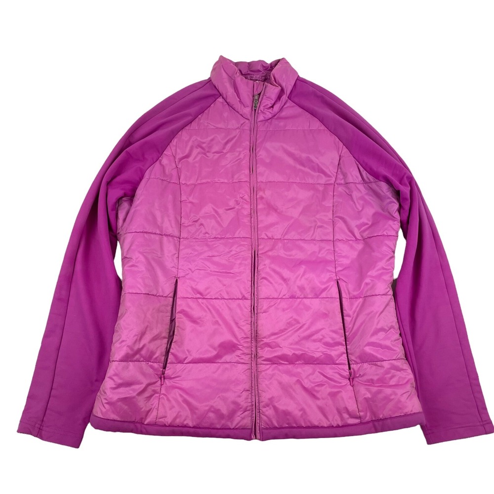 Adidas Golf Climaproof Pink Zip-up Jacket Quilted Nylon Blend Sz M Lightweight